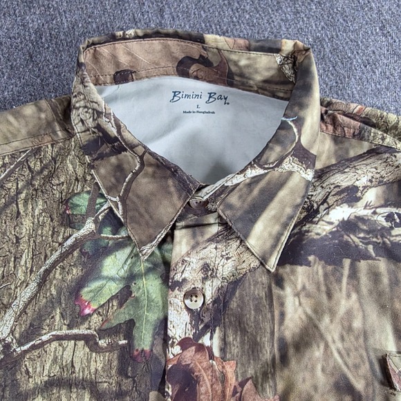 Bimini Bay Camo Men's Large Short Sleeve Button Up Fishing Hunting Outdoors - Picture 3 of 9